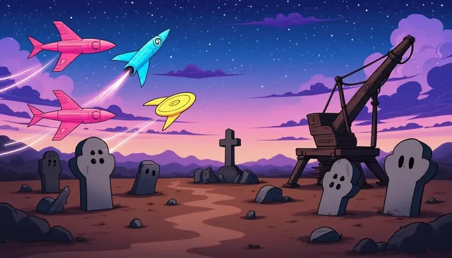 Blossom Wreckyard title card: the four pilot ships over a starship graveyard